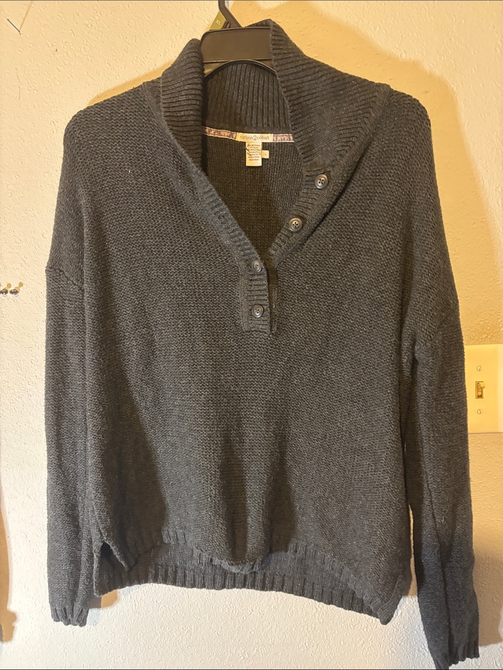 Cozy Dark Gray Shawl Collar Women's Sweater